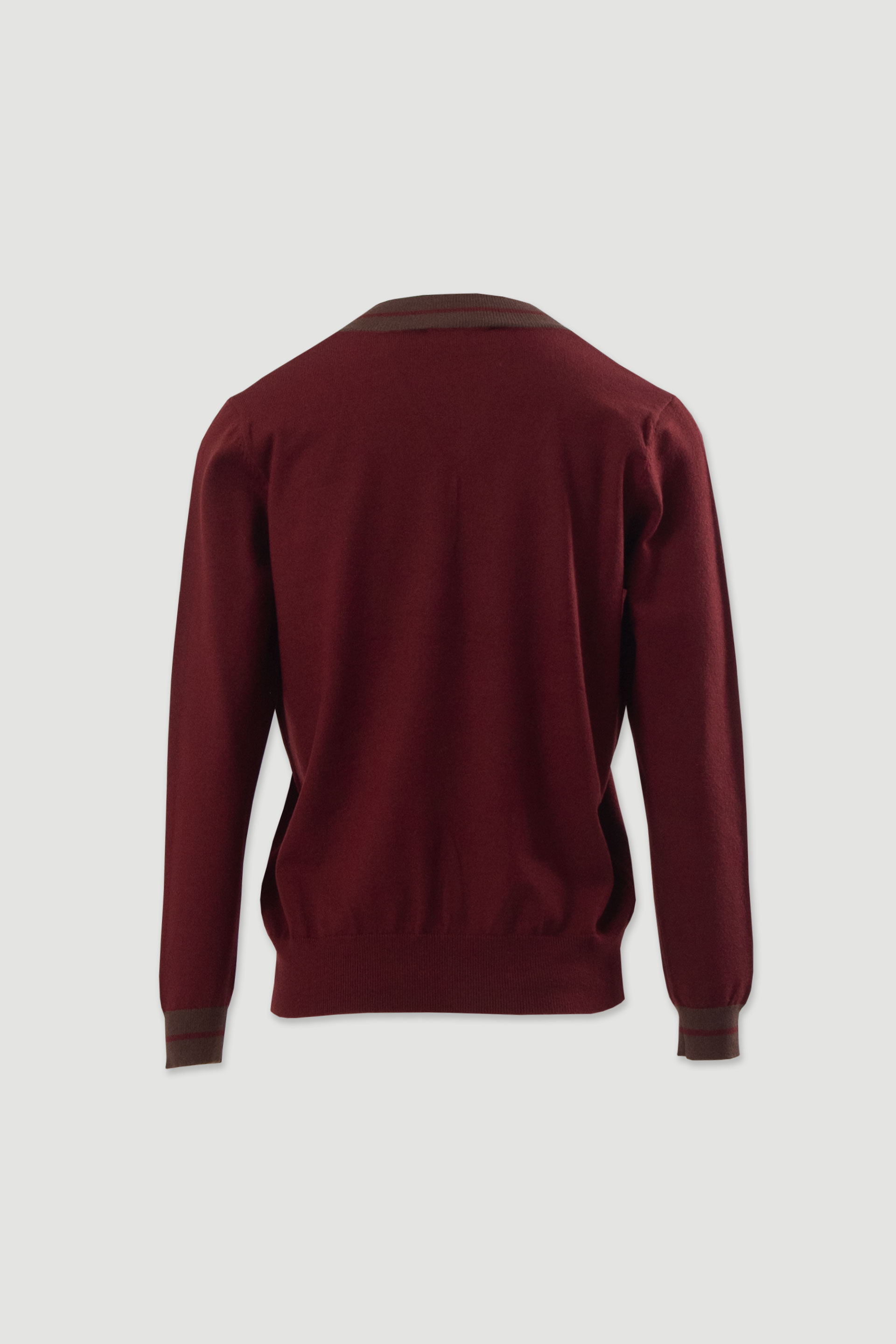 Camisola de malha com decote em v contrastante