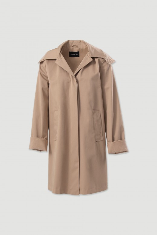 Parka midi imperméable avec capuche Parka midi imperméable avec capuche
