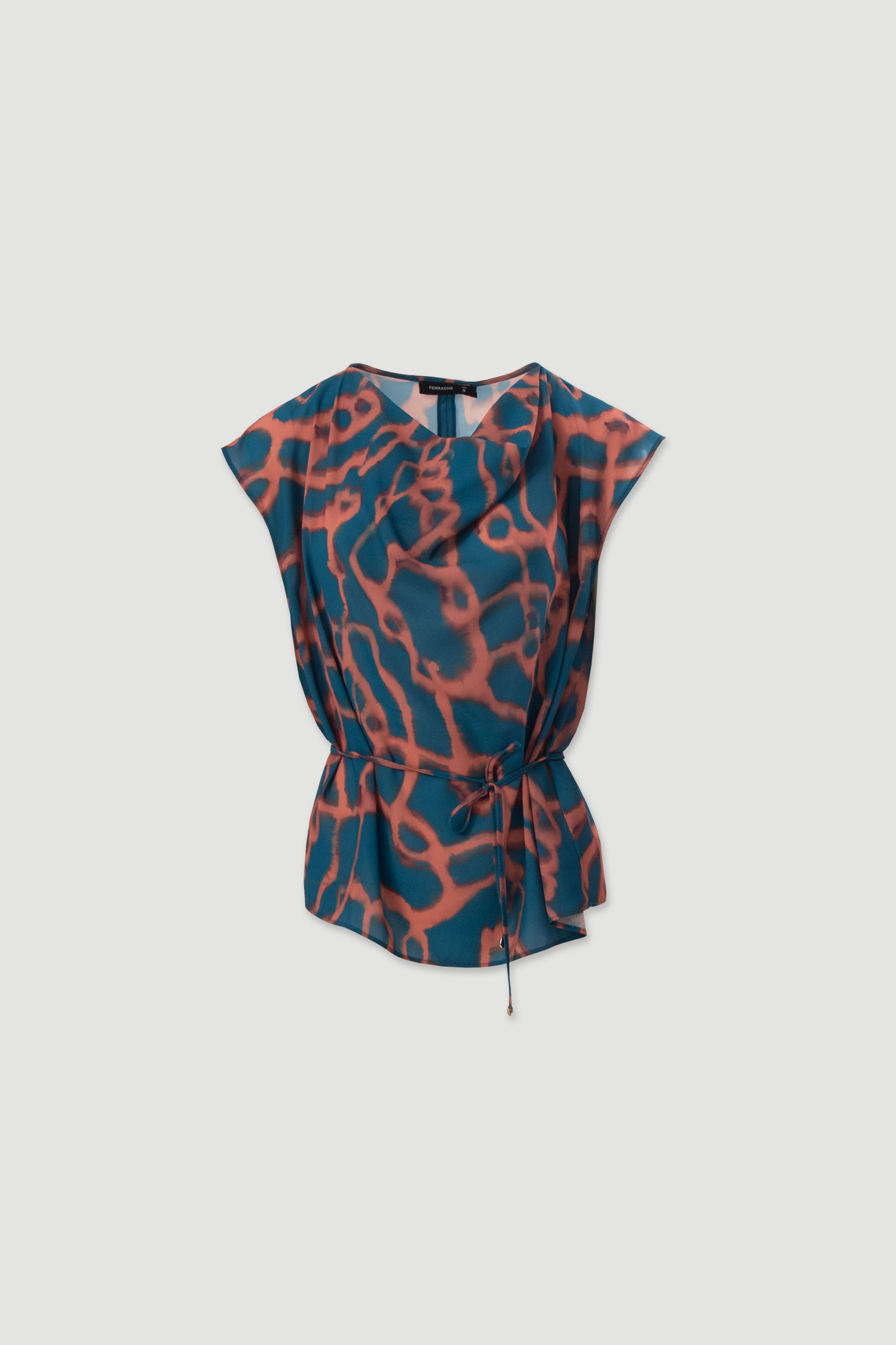 Blouse imprimée avec lien à la taille