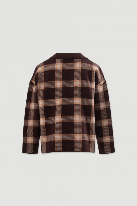 Knit polo with check pattern Knit polo with check pattern