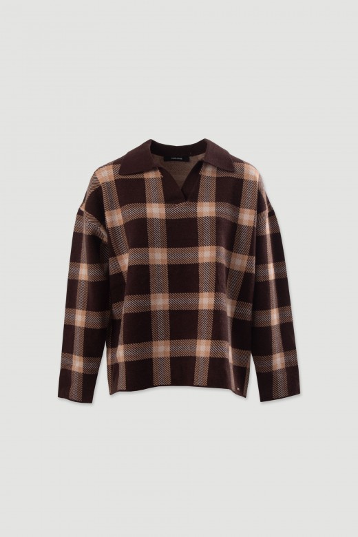 Knit polo with check pattern Knit polo with check pattern