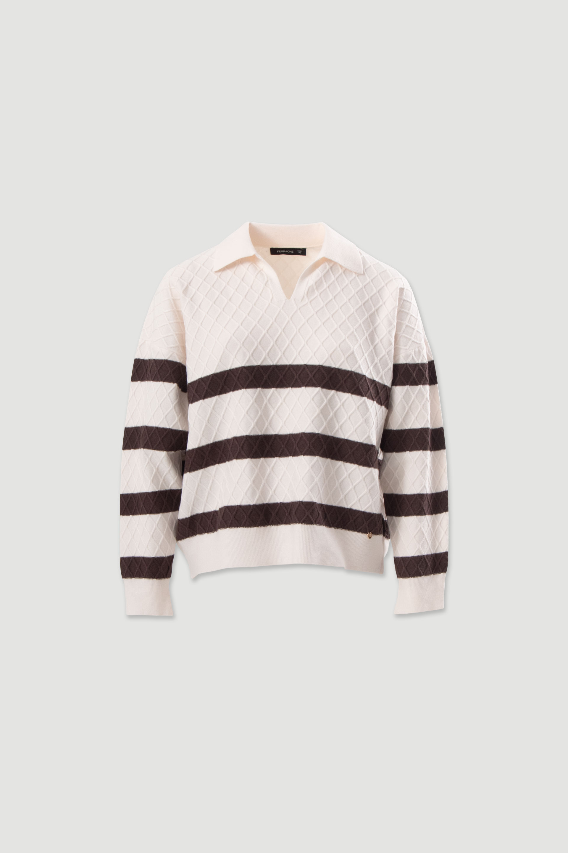 Knit polo with contrasting stripes