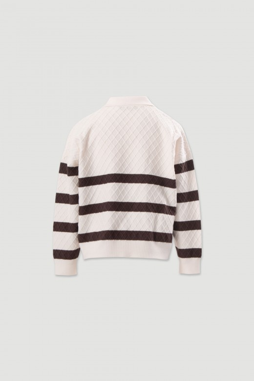 Knit polo with contrasting stripes Knit polo with contrasting stripes