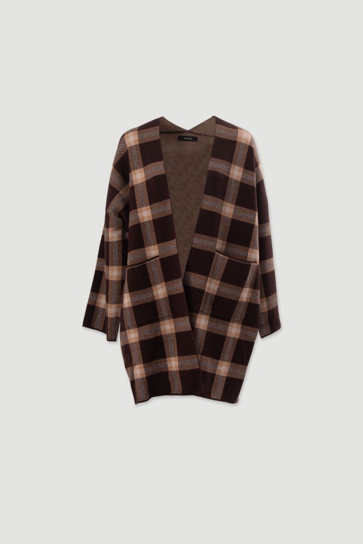 Midi checked knit cardigan Midi checked knit cardigan