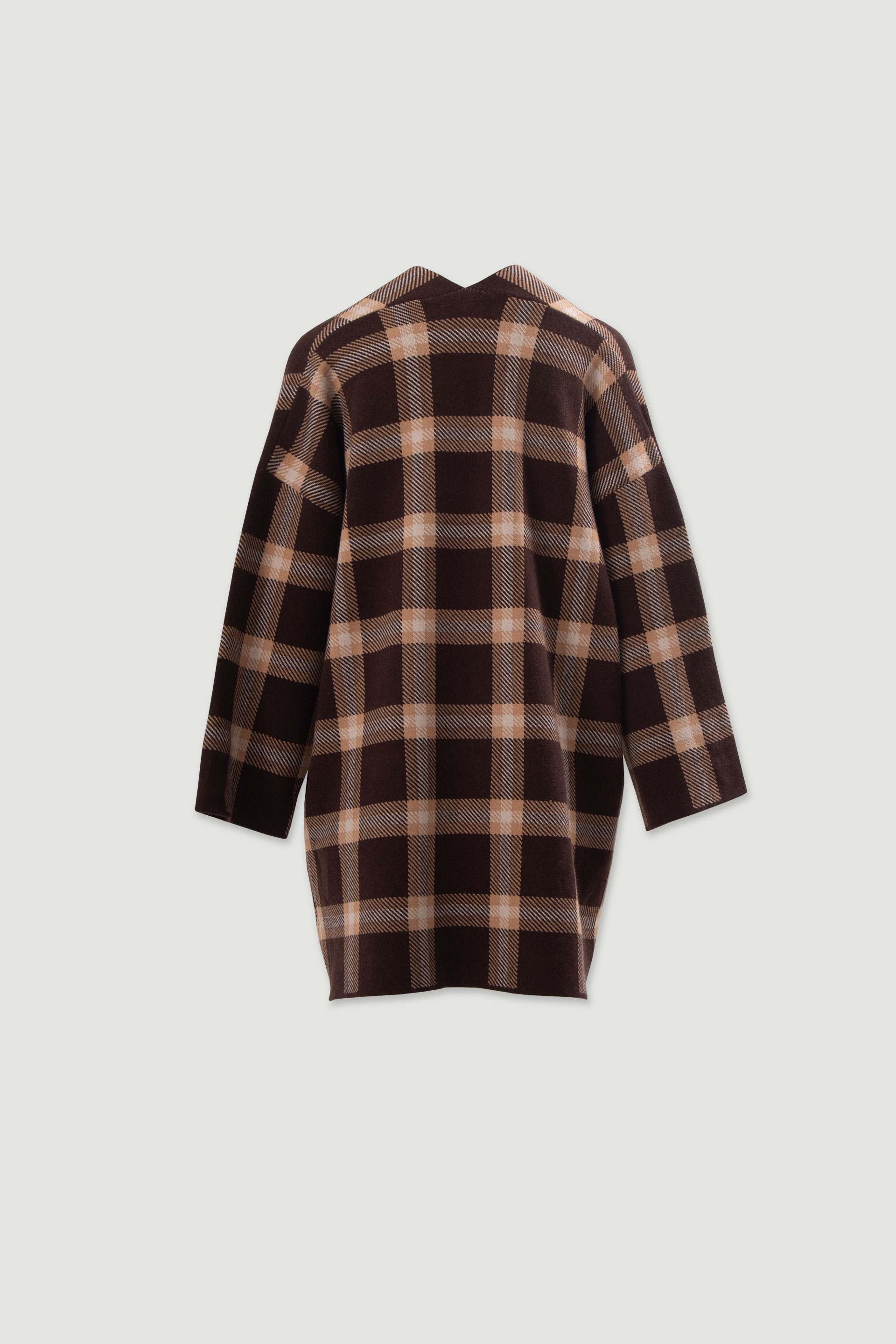 Midi checked knit cardigan