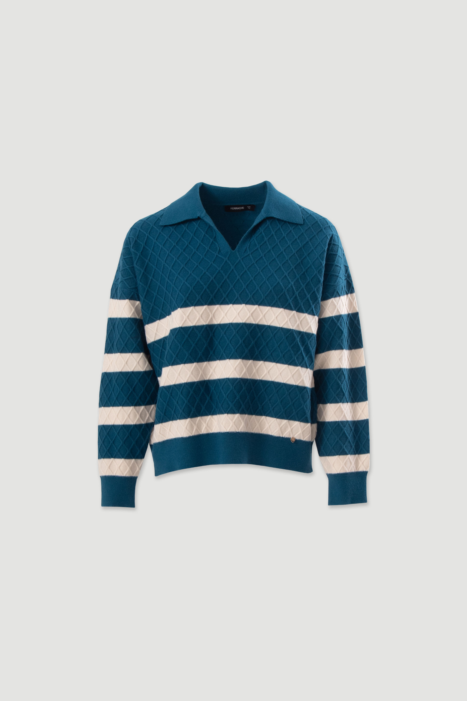 Knit polo with contrasting stripes