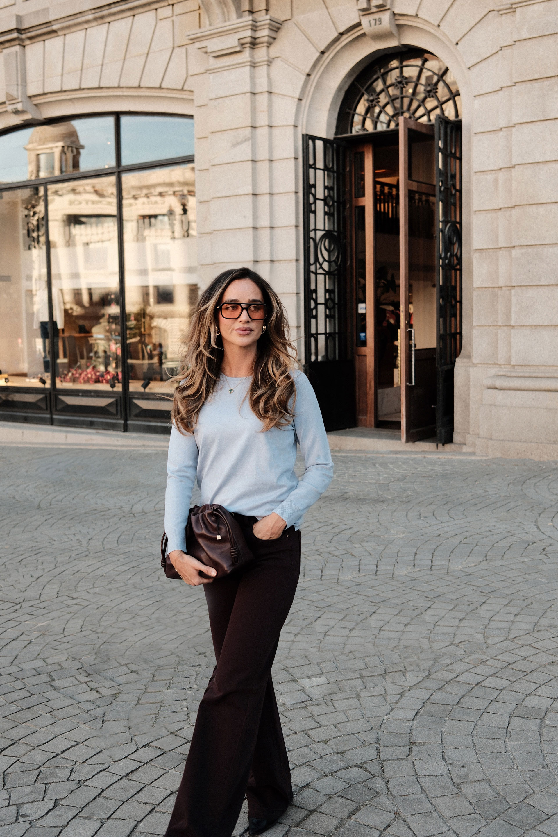Camisola de malha com decote redondo