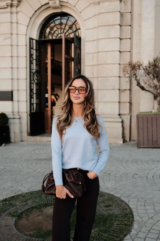 Camisola de malha com decote redondo
