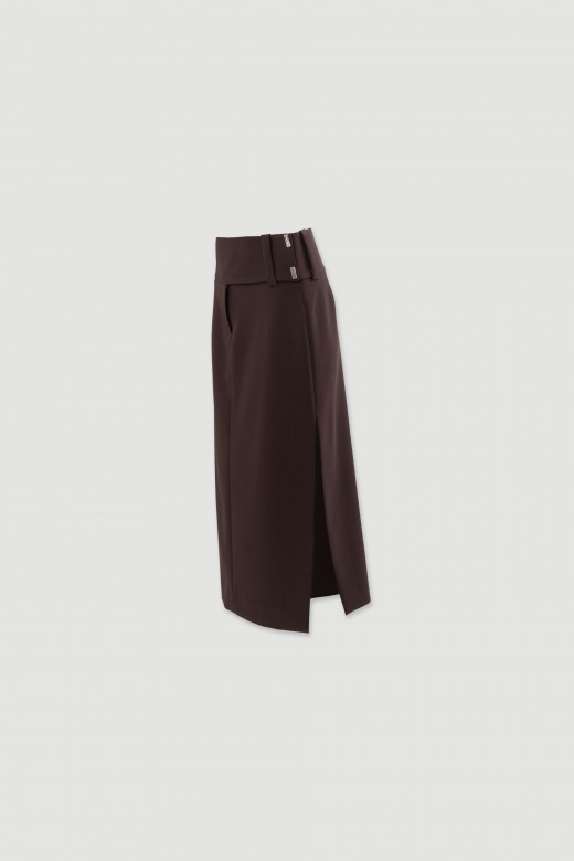 Midi pencil skirt with overlay detail Midi pencil skirt with overlay detail