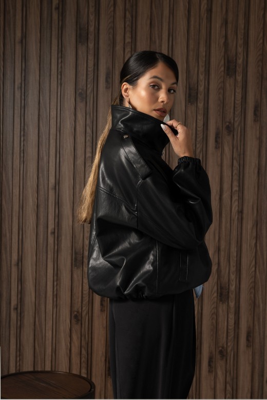 Faux leather jacket with front zip fastening Faux leather jacket with front zip fastening