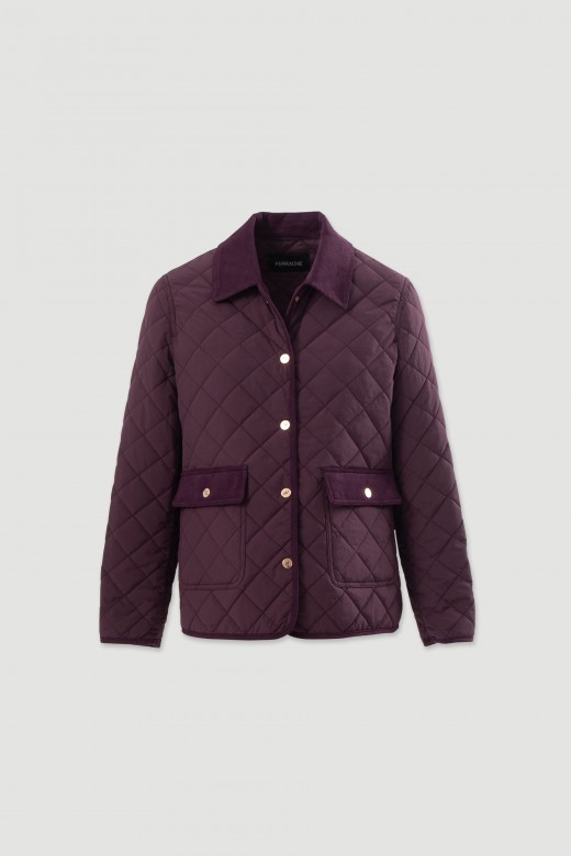 Quilted parka with corduroy collar Quilted parka with corduroy collar