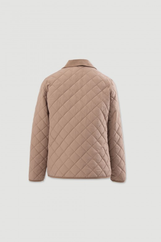 Quilted parka with corduroy collar Quilted parka with corduroy collar