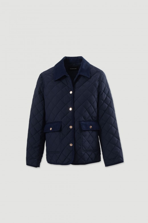 Quilted parka with corduroy collar Quilted parka with corduroy collar