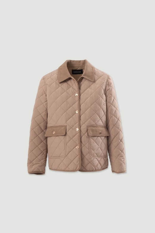 Quilted parka with corduroy collar Quilted parka with corduroy collar