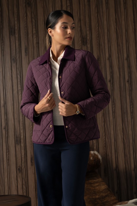 Quilted parka with corduroy collar Quilted parka with corduroy collar