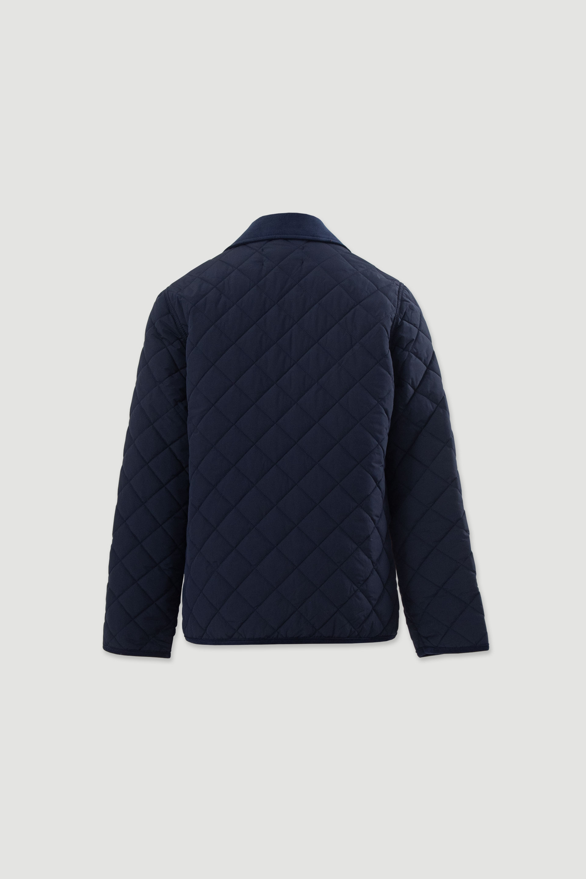 Quilted parka with corduroy collar