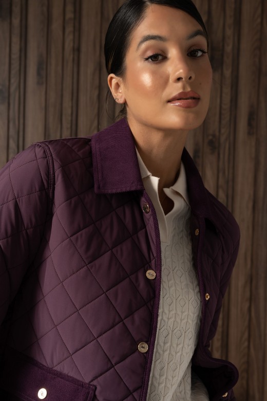 Quilted parka with corduroy collar Quilted parka with corduroy collar