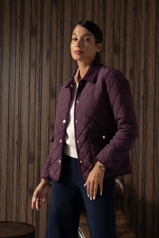 Quilted parka with corduroy collar Quilted parka with corduroy collar