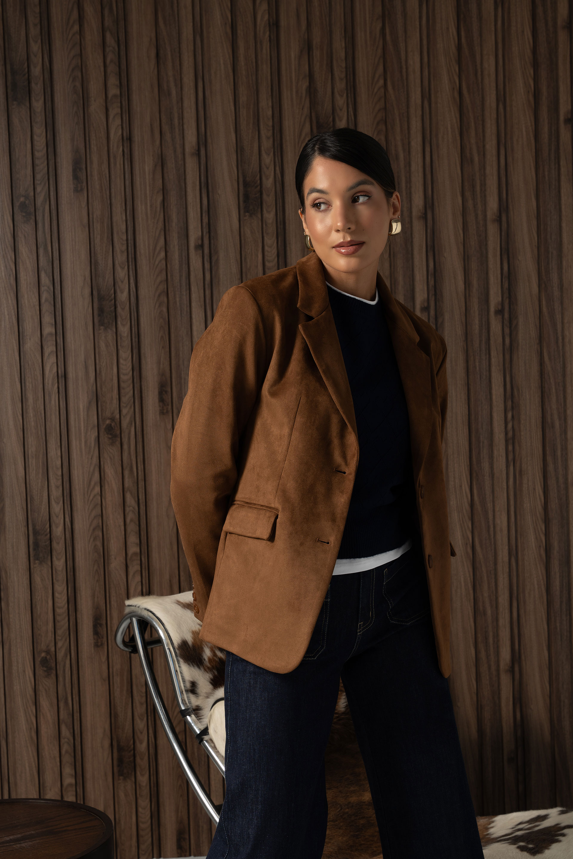 Classic suede-effect blazer