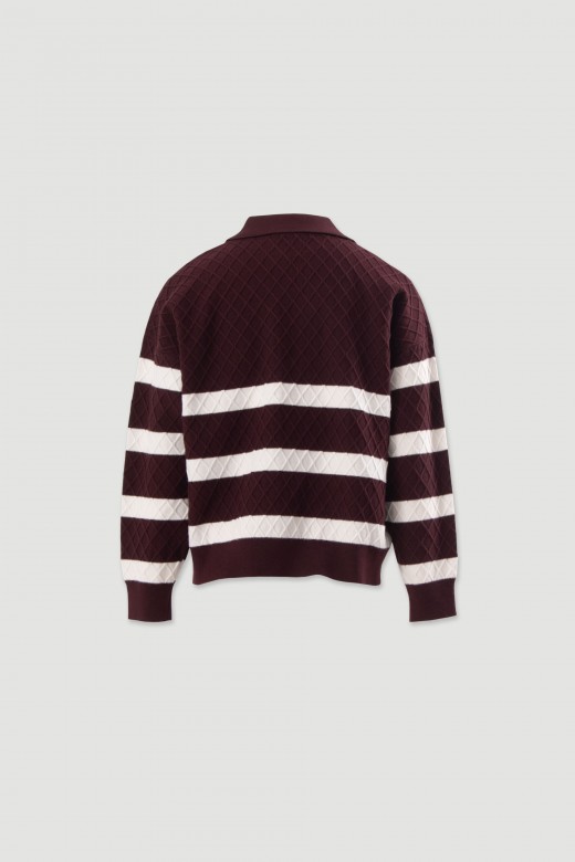 Knit polo with contrasting stripes Knit polo with contrasting stripes