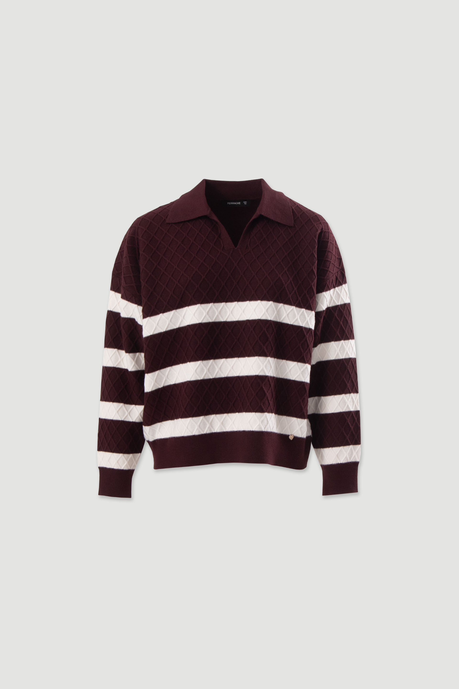 Knit polo with contrasting stripes