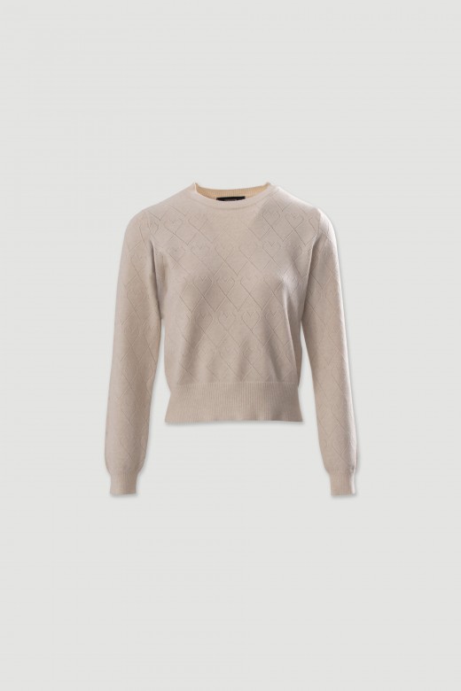 Diamond-pattern knit sweater