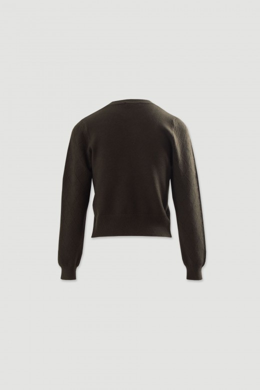 Diamond-pattern knit sweater