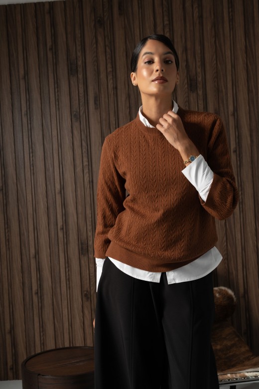 Camisola de malha com efeito trabalhado Camisola de malha com efeito trabalhado