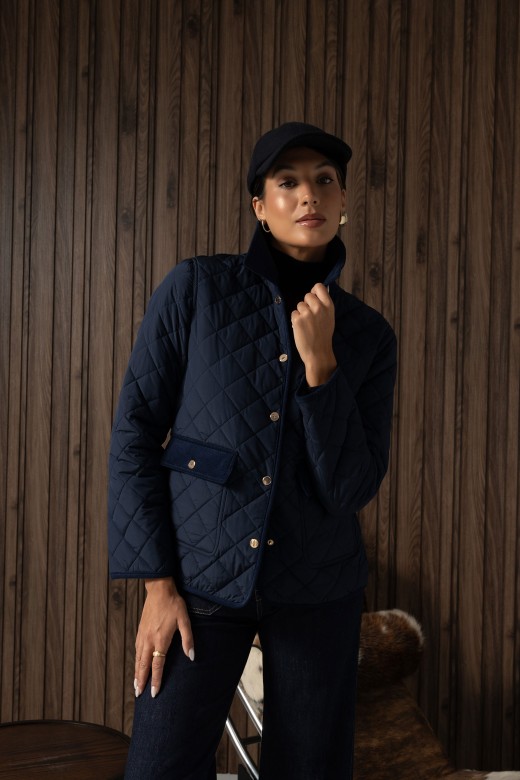Quilted parka with corduroy collar Quilted parka with corduroy collar