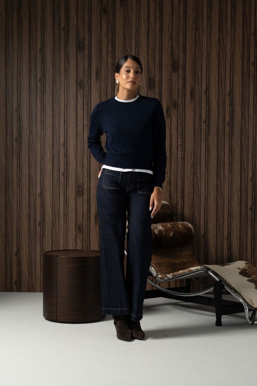 Wide leg jeans with patch pockets Wide leg jeans with patch pockets