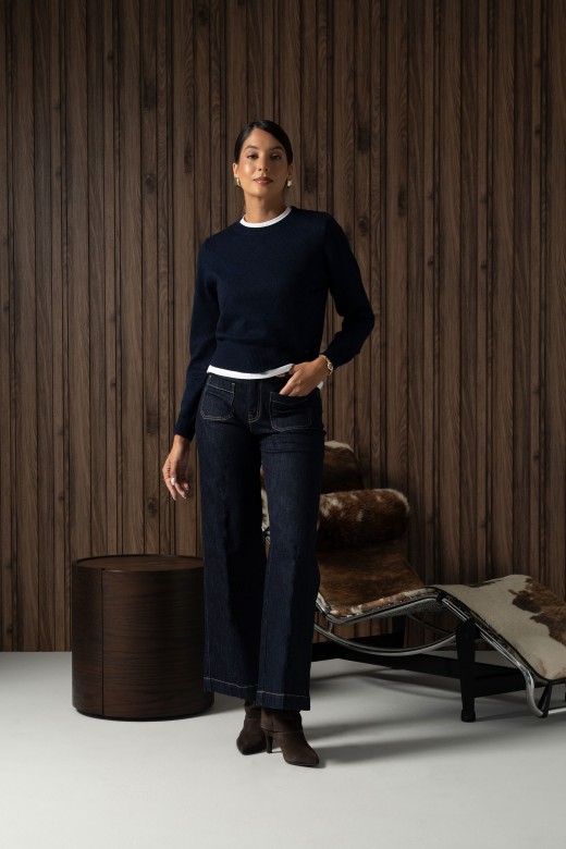 Wide leg jeans with patch pockets Wide leg jeans with patch pockets