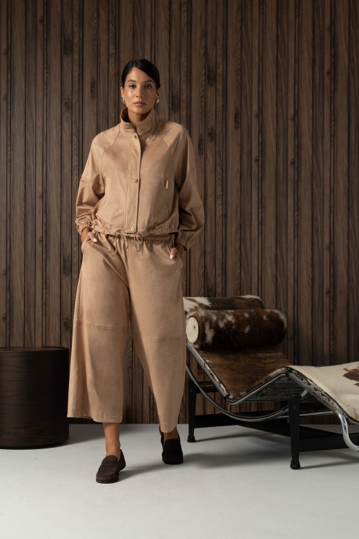 Suede-effect culotte trousers Suede-effect culotte trousers