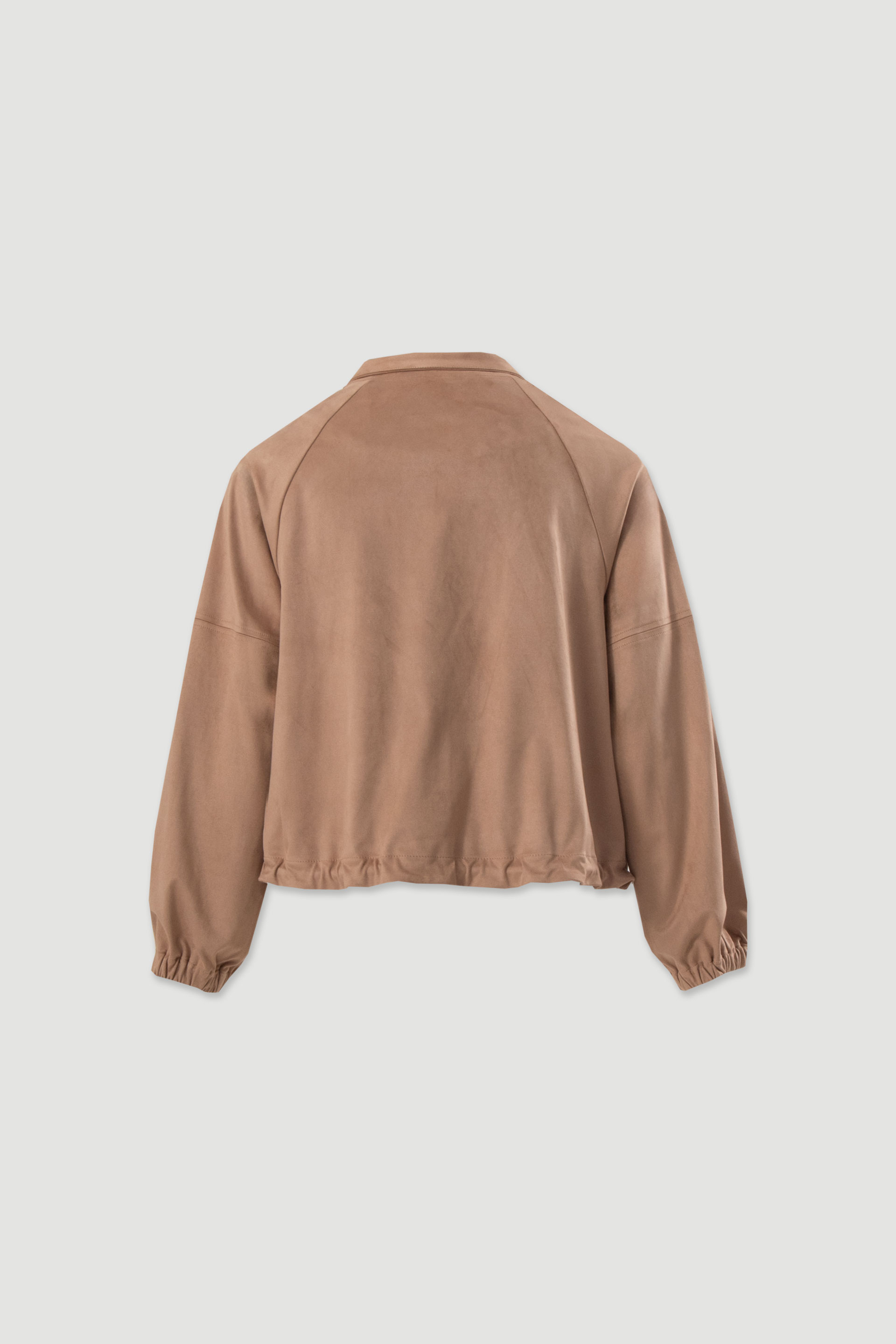 Bomber efeito camurça com cintura ajustável
