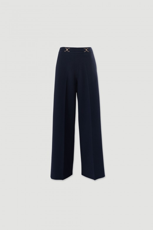 Wide leg trousers with metallic details Wide leg trousers with metallic details