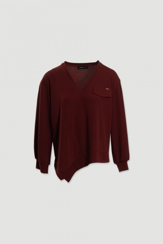 Camisola fluida com decote em v Camisola fluida com decote em v