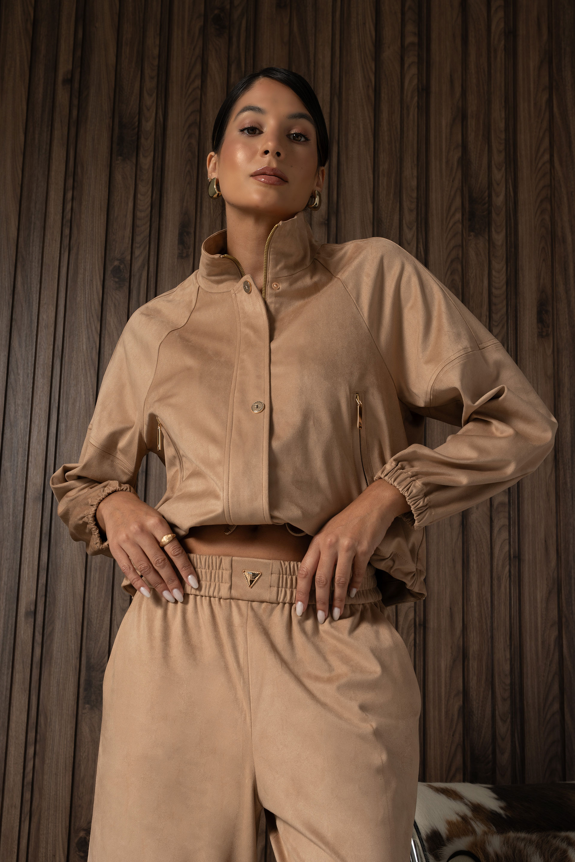 Suede-effect culotte trousers