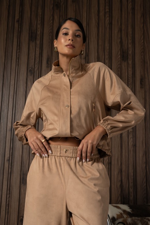Suede-effect culotte trousers Suede-effect culotte trousers
