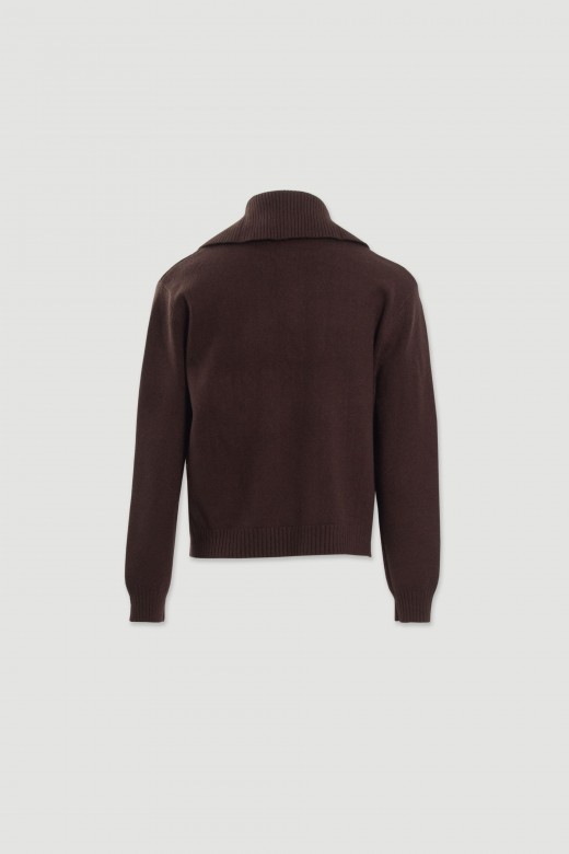 Camisola de malha entrançada com gola Camisola de malha entrançada com gola