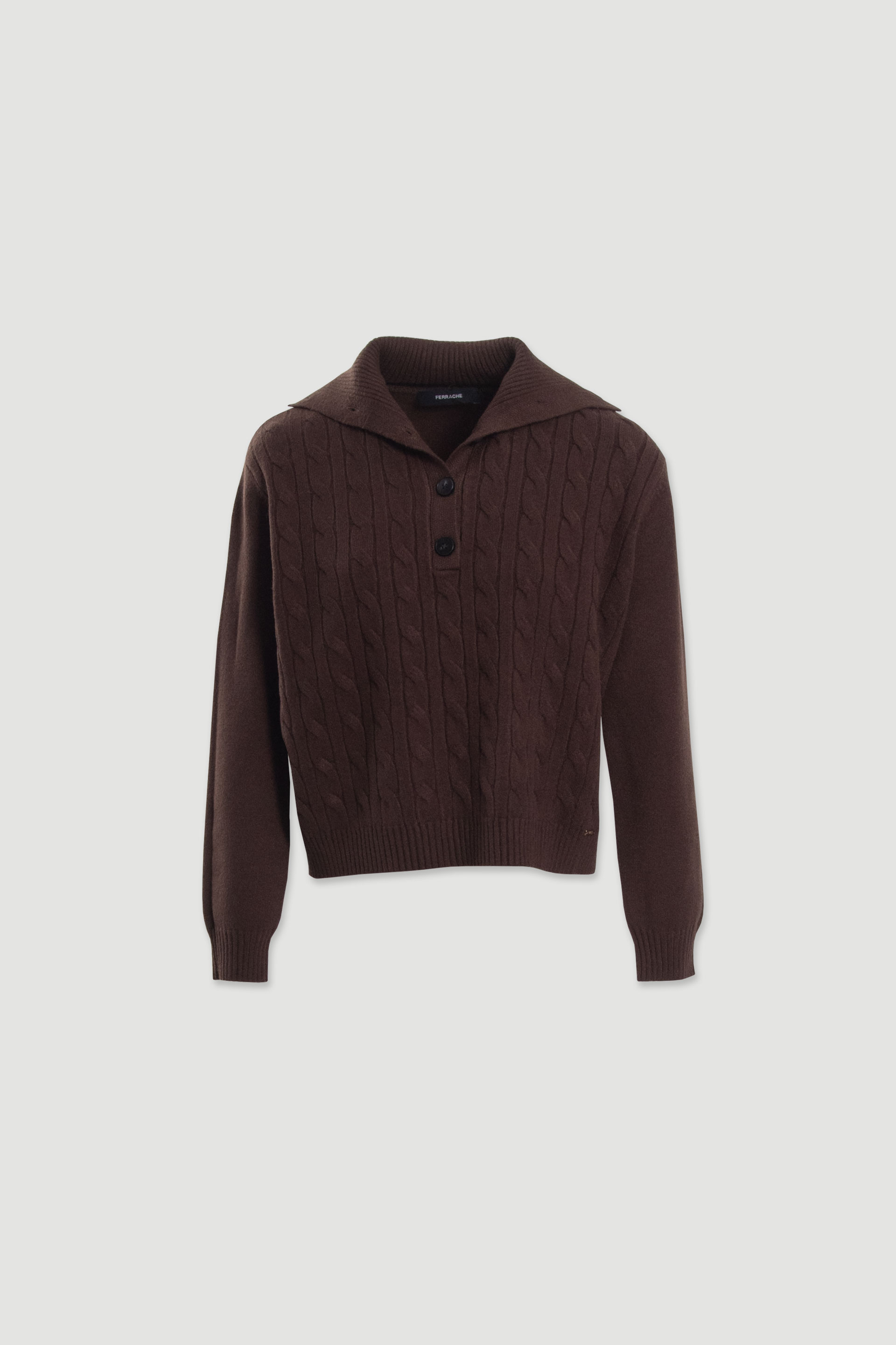 Camisola de malha entrançada com gola
