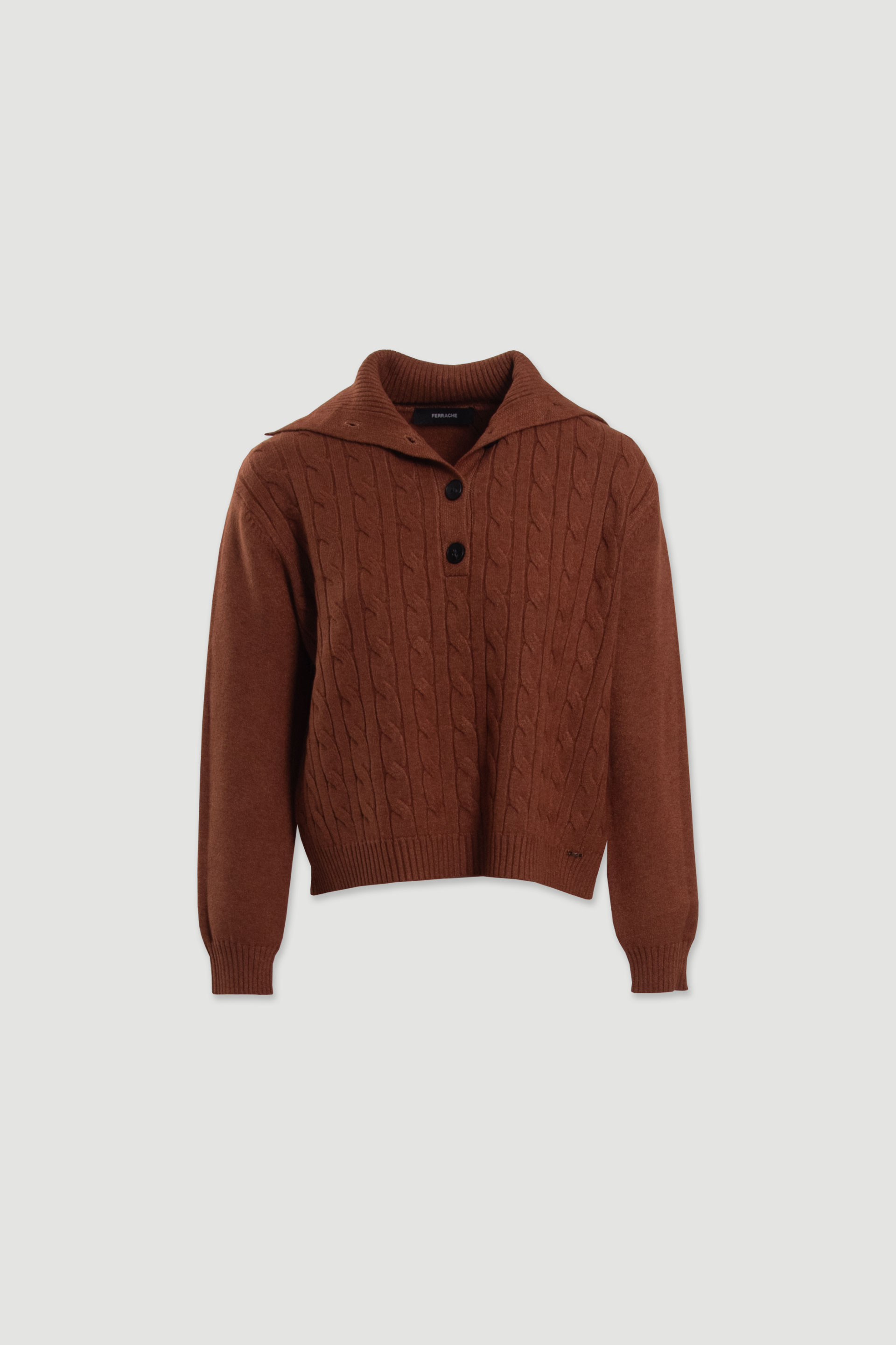 Camisola de malha entrançada com gola