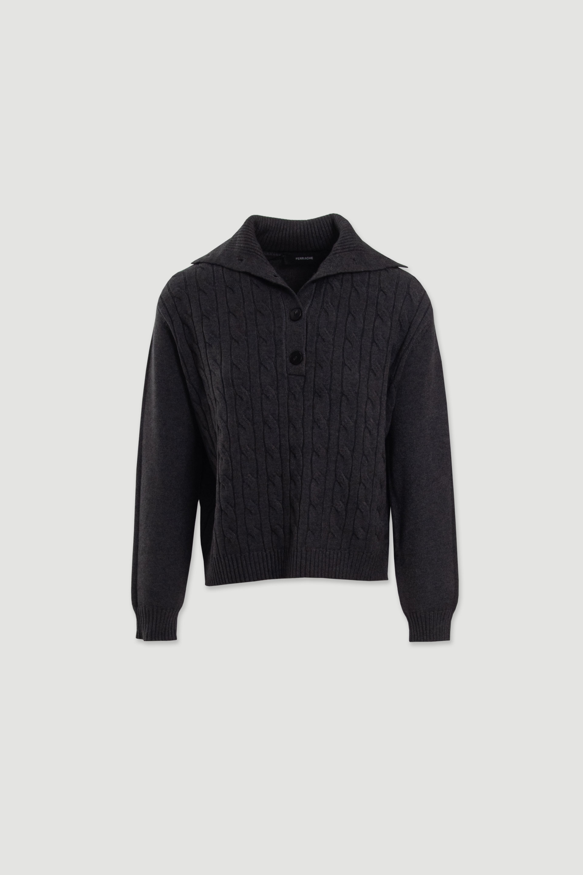 Jersey de punto trenzado con cuello polo