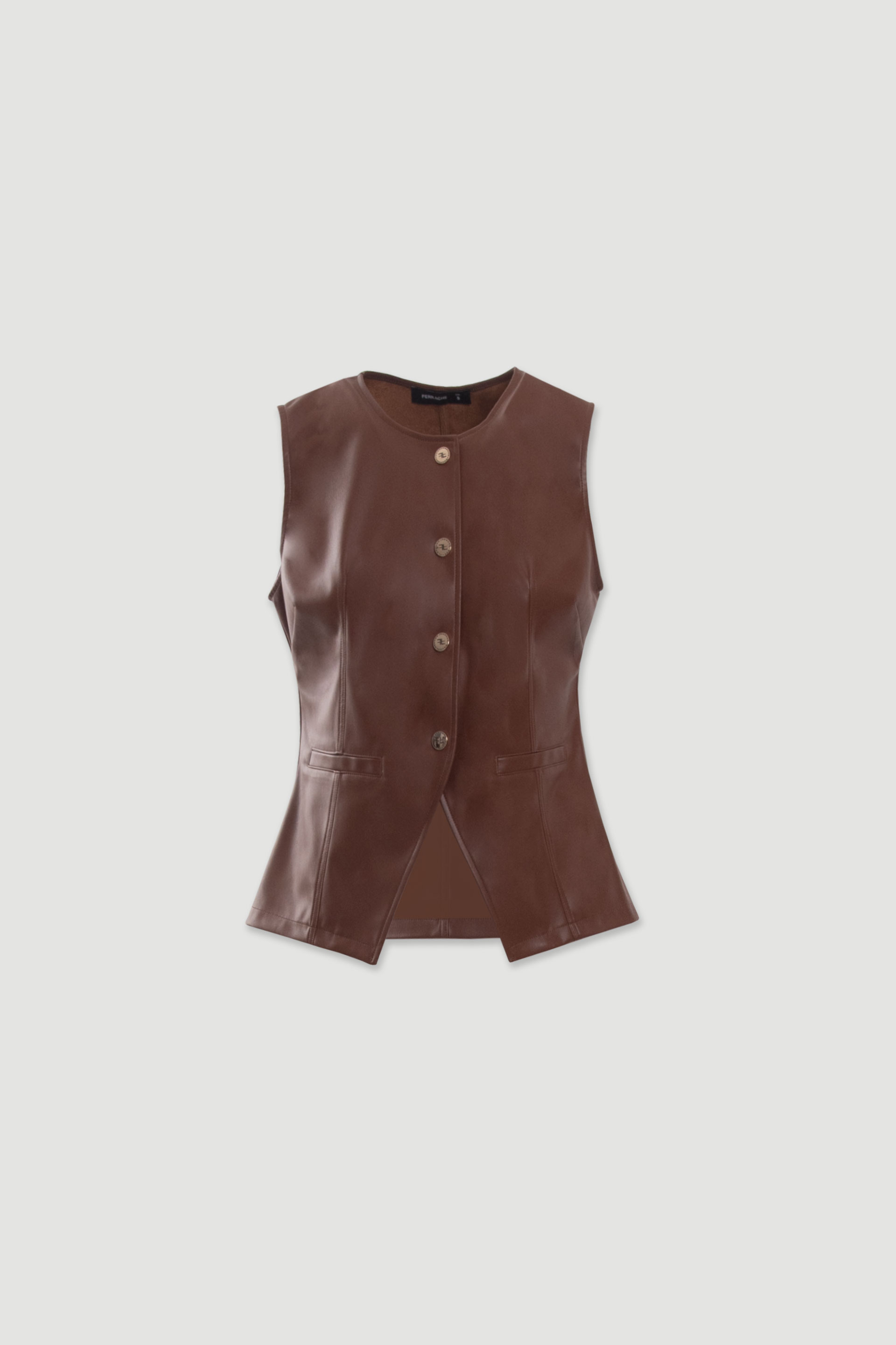 Fitted faux leather vest