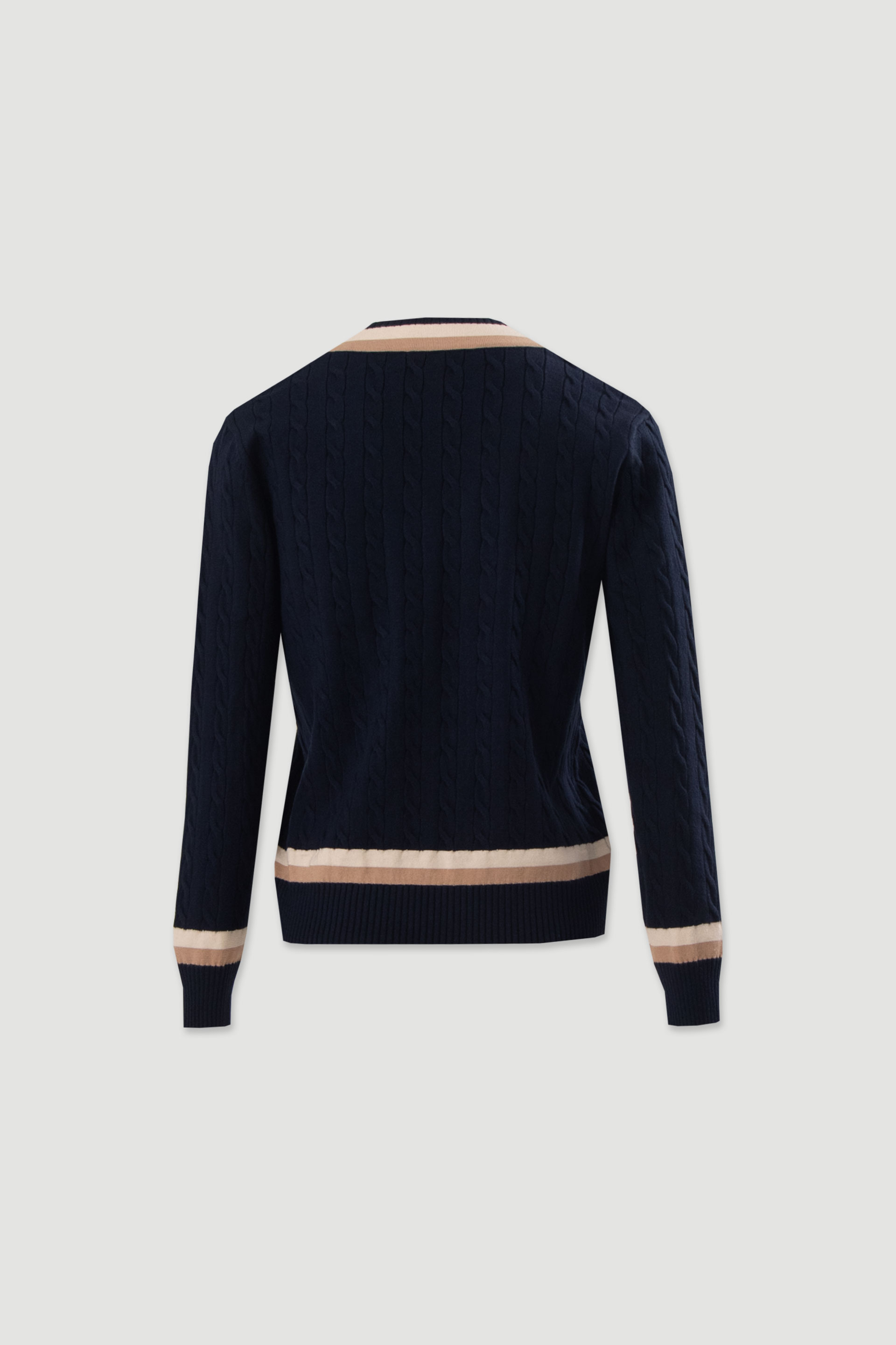 Camisola de malha entrançada com decote em v