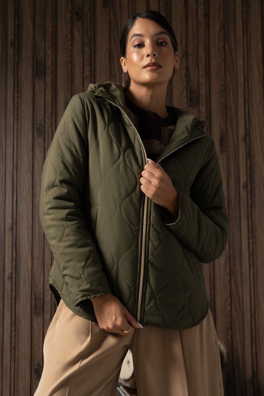 Reversible quilted parka with hood Reversible quilted parka with hood
