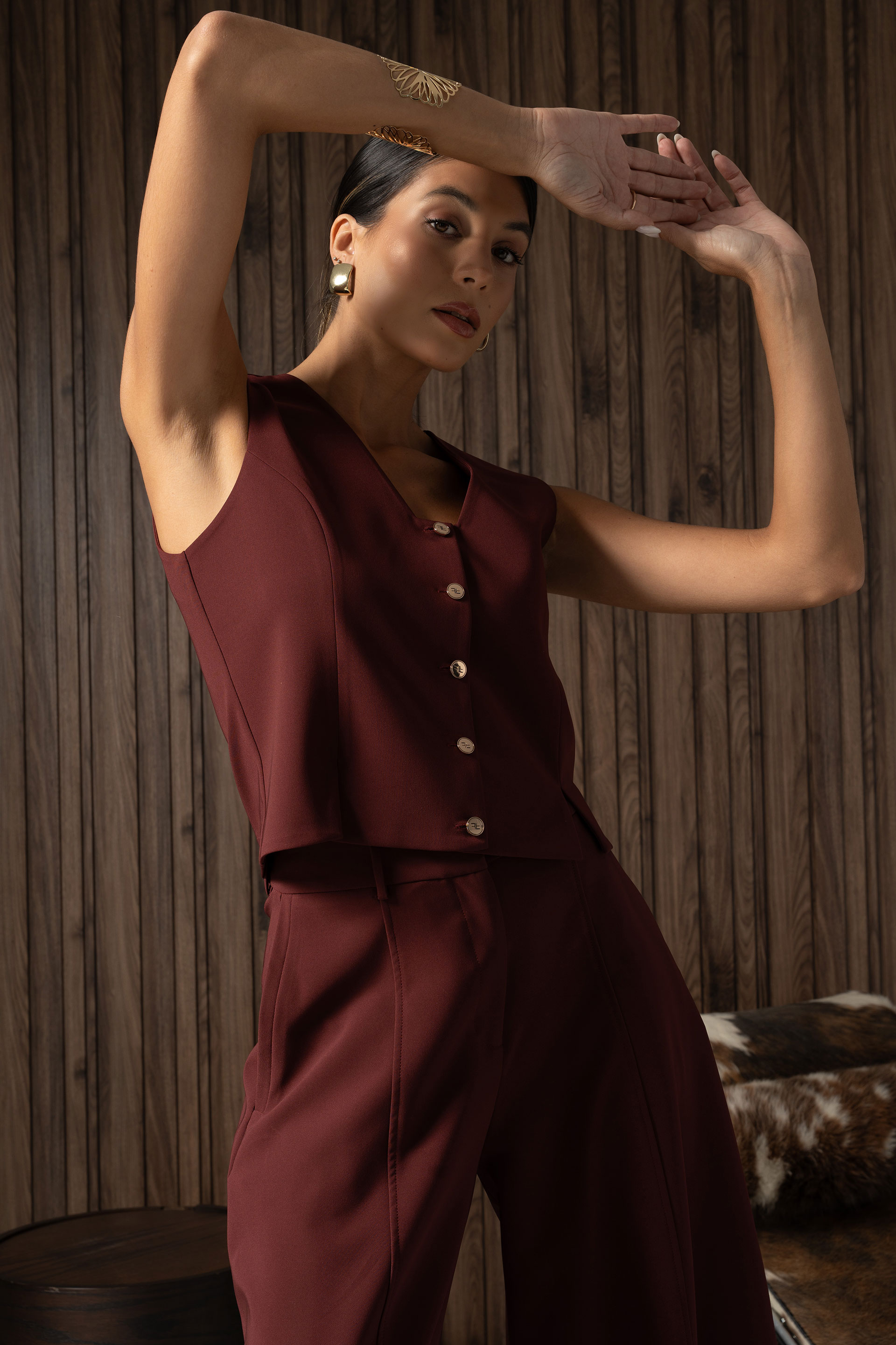 Fitted vest with v-neckline