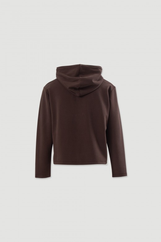 Sweater com capuz e cordões ajustáveis Sweater com capuz e cordões ajustáveis