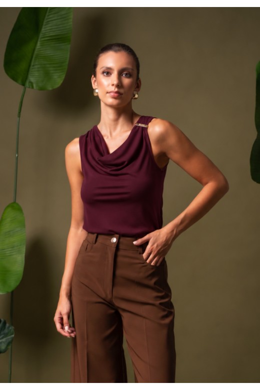 Lycra knit top with draped neckline Lycra knit top with draped neckline