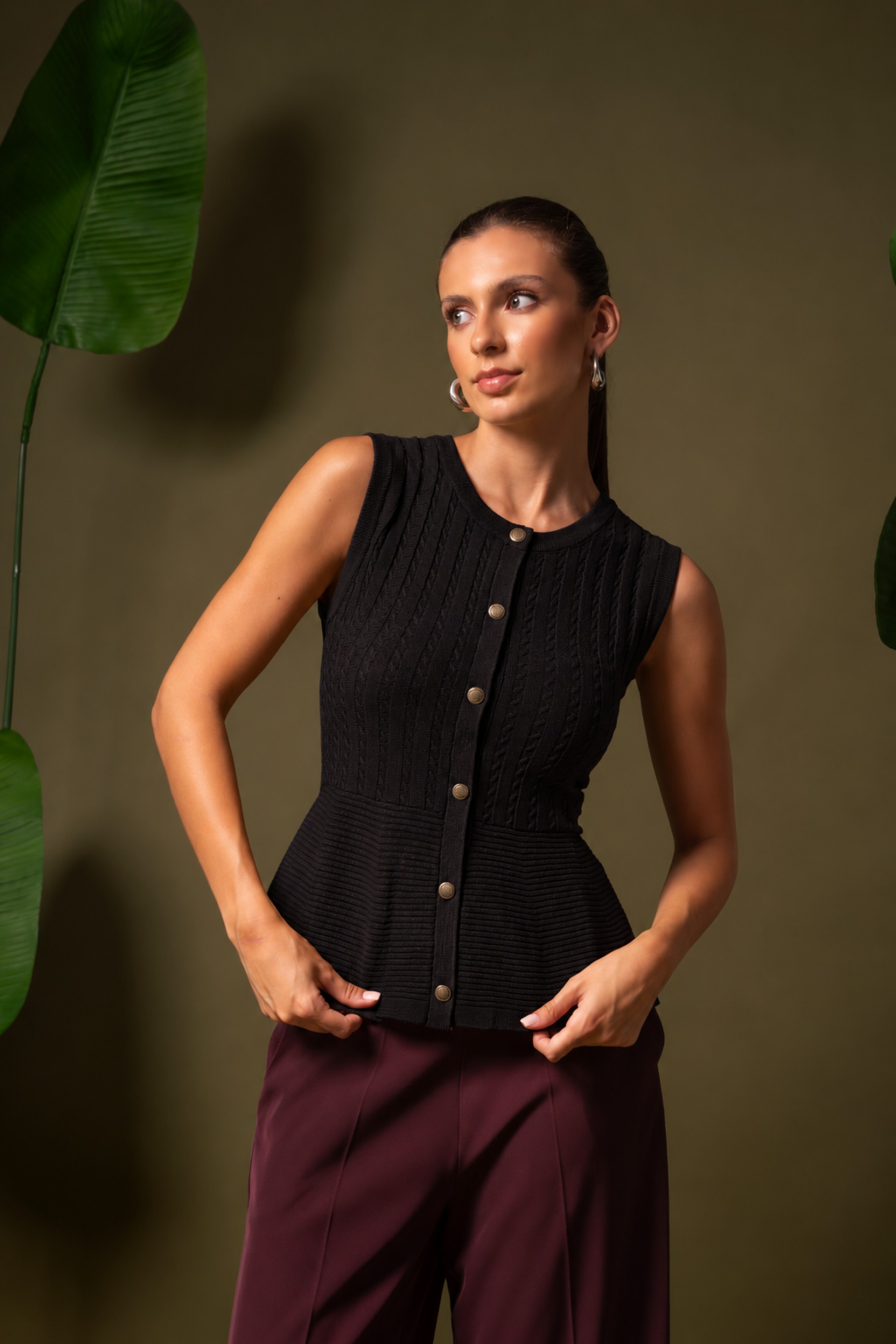 Textured knit vest