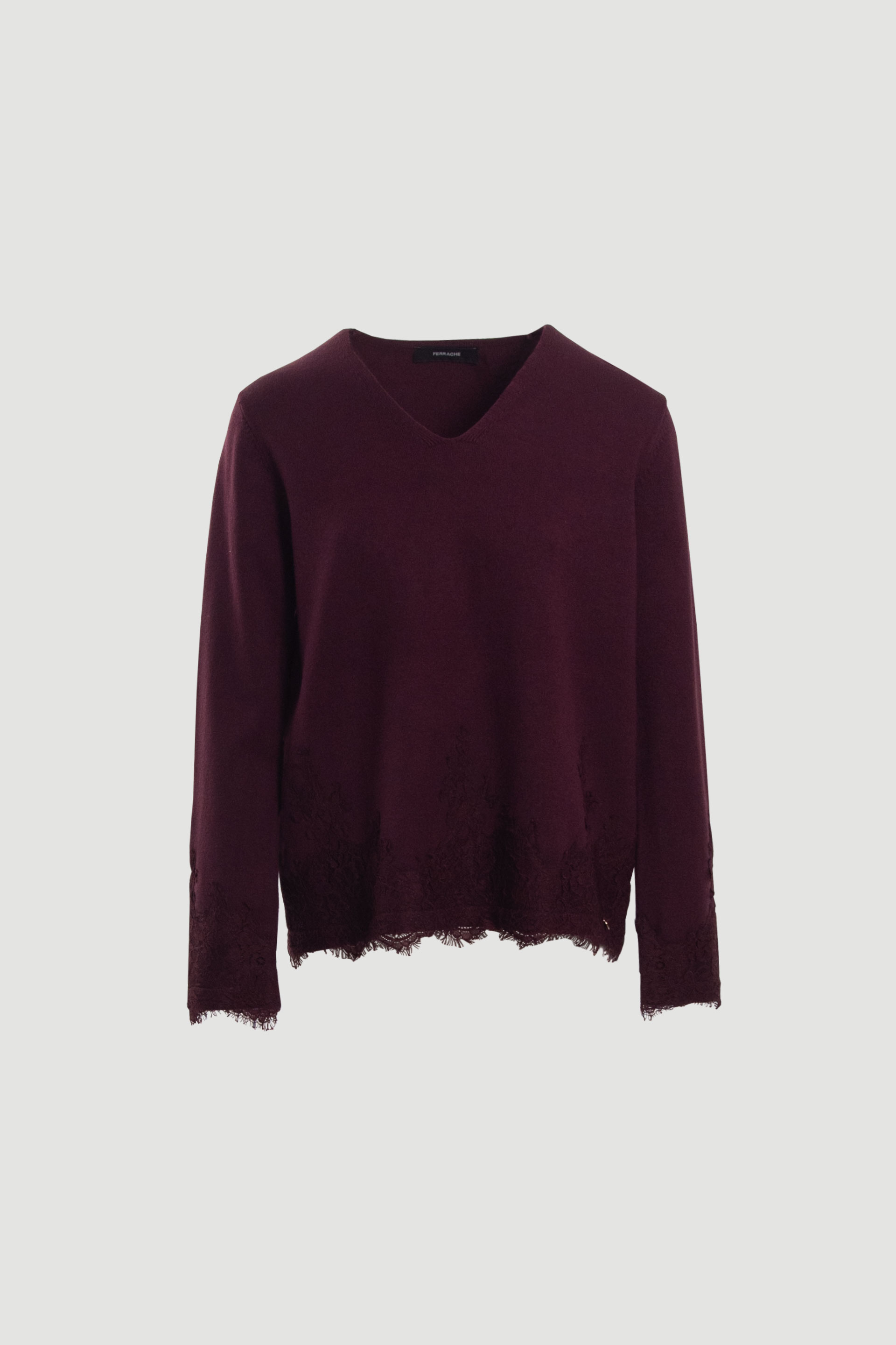 Camisola de malha com detalhe em renda