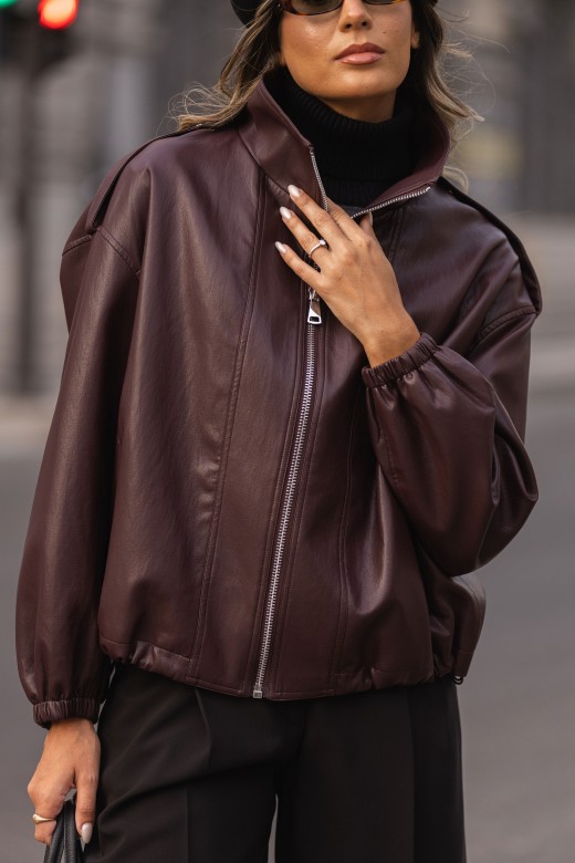 Faux leather jacket with front zip fastening Faux leather jacket with front zip fastening